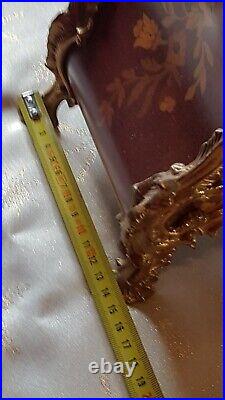 Cartel en bois de placage style louis XV orné de bronzes dorés H 57 cm