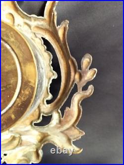 Cartel mural en bronze doré de style Louis XV cadran émaillé bleu / XIXe Cartel mural en bronze doré de style Louis XV cadran émaillé bleu / XIXe