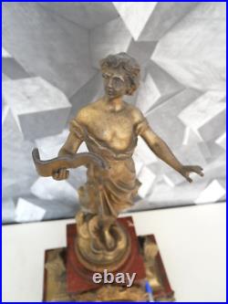 Charles ANFRIE Horloge / Pendule XIXème, Le Chant Sculpture sur Marbre Rouge