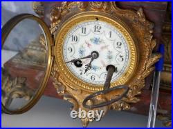 Charles ANFRIE Horloge / Pendule XIXème, Le Chant Sculpture sur Marbre Rouge