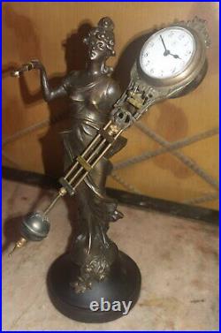 Classique Vieux Cuivres Beauté Statue Horloge / Pendule / horloge de bureau A#1