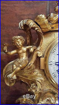 Collection ancien cartel horloge pendule bronze doré anges Louis XV Napoléon III