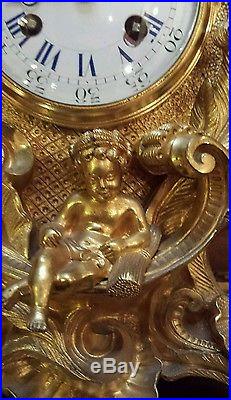 Collection ancien cartel horloge pendule bronze doré anges Louis XV Napoléon III
