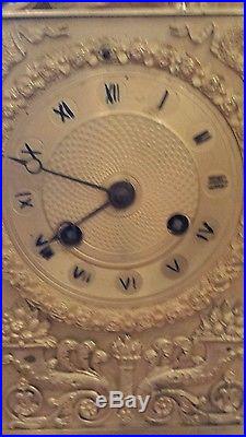 Collection ancienne pendule horloge 47 cm bronze doré XIXe Empire Restauration