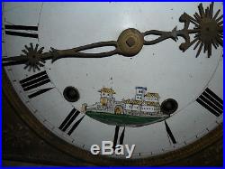 Comtoise Charles X, superbe décor sur le cadran, dans son jus, horloge, mouvement
