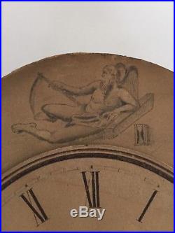 Curieux Petit Mécanisme D'horloge Comtoise Cadran En Parchemin Signée 1873