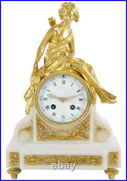 DIANE CHASSERESSE. Kaminuhr Empire clock bronze horloge antique pendule uhren