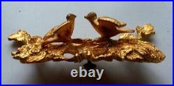 Début XIXème Siècle, Couple Oiseaux et nid Bronze doré, Ornementation de Pendule