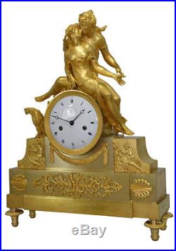 Diane et Hébé. Kaminuhr Empire clock bronze horloge cartel uhren pendule