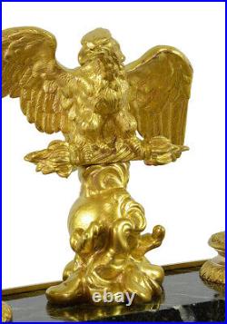 ENCRIER AIGLE. Kaminuhr Empire clock bronze horloge antique pendule Inkwell