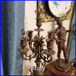 ÉNORME PENDULE BRONZE ET MARBRE GRIOTTE. Statue, Clock, Uhr, Garniture Cheminée
