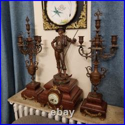 ÉNORME PENDULE BRONZE ET MARBRE GRIOTTE. Statue, Clock, Uhr, Garniture Cheminée