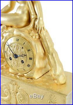 EROS MASSUE HERCULE. Kaminuhr Empire clock bronze horloge antique pendule uhren