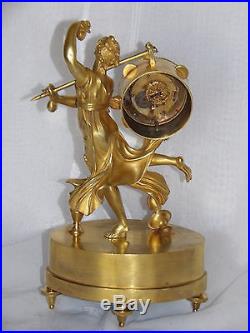 Exceptionnelle Pendule Bronze Dore D'apres Cardona Danseuse Castagnettes Signee