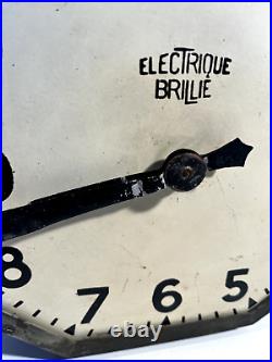 Électrique Brillié Rare Horloge Pendule Octogonale France 1930 Métal Bois