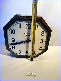 Électrique Brillié Rare Horloge Pendule Octogonale France 1930 Métal Bois