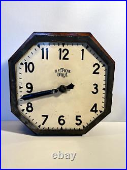 Électrique Brillié Rare Horloge Pendule Octogonale France 1930 Métal Bois