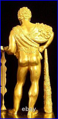 Empire Francais 1810, Rome Antique Hercule Rare Pendule Bronze Dore Fonctionne