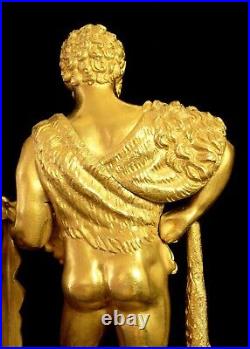 Empire Francais 1810, Rome Antique Hercule Rare Pendule Bronze Dore Fonctionne