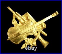 Empire Français rare Instruments Musicaux, élément de PENDULE, Bronze doré