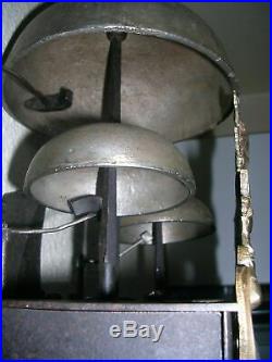 Enormes, Comtoise 3 cloches, 12 Kg H. 55 cm 1840 Parfait état de marche