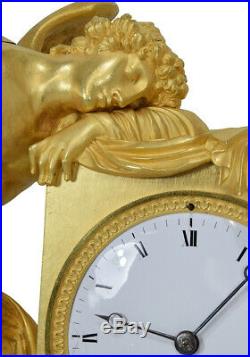 Eros. Kaminuhr Empire clock bronze horloge antique cartel pendule