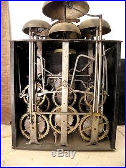 Exceptionnel mécanisme comtoise 4 cloches époque 18éme Horloge Pendule mouvement