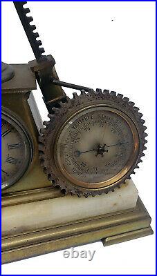 French Industrial Clock Pendule industrielle globe terrestre d'André Guillemet