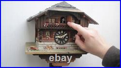 GRAND et Ancien Coucou Suisse en BOIS Vintage année 1970 Horloge