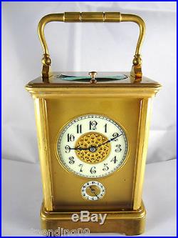 Grande Pendule D'officier A Sonnerie Au Passage Et Demande- Carriage Clock