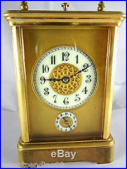 Grande Pendule D'officier A Sonnerie Au Passage Et Demande- Carriage Clock