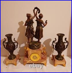 Garniture de cheminée Harmonie par Ruffony, signée Ruchot Régule & Marbre Garniture de cheminée Harmonie par Ruffony, signée Ruchot Régule & Marbre