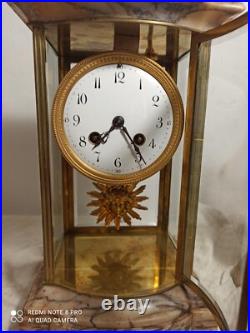 Garniture pendule cage et cassolettes marbre, bronze dore fonctionne sonne