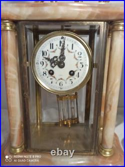 Garniture pendule cage et cassolettes onyx, bronze dore fonctionne sonne