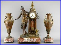 Garniture pendule horloge carmen Théophile François Somme clock reloj uhr 19 thc