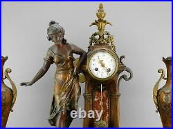 Garniture pendule horloge carmen Théophile François Somme clock reloj uhr 19 thc