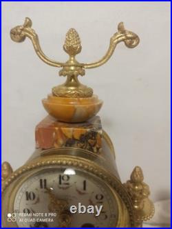 Garniture portique st Louis XVI marbre bronze dore fonctionne sonne