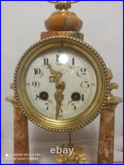 Garniture portique st Louis XVI marbre bronze dore fonctionne sonne