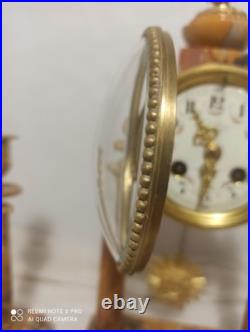 Garniture portique st Louis XVI marbre bronze dore fonctionne sonne