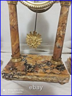 Garniture portique st Louis XVI marbre bronze dore fonctionne sonne