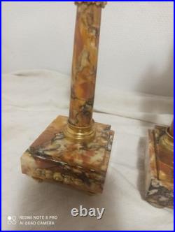 Garniture portique st Louis XVI marbre bronze dore fonctionne sonne