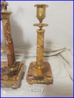 Garniture portique st Louis XVI marbre bronze dore fonctionne sonne