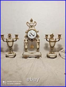 Garniture portique st Louis XVI marbre riche deco bronze dore fonctionne sonne
