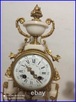 Garniture portique st Louis XVI marbre riche deco bronze dore fonctionne sonne