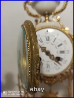 Garniture portique st Louis XVI marbre riche deco bronze dore fonctionne sonne