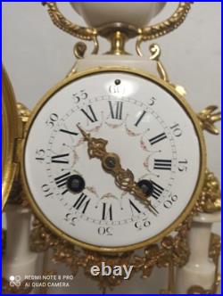 Garniture portique st Louis XVI marbre riche deco bronze dore fonctionne sonne