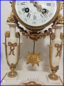 Garniture portique st Louis XVI marbre riche deco bronze dore fonctionne sonne