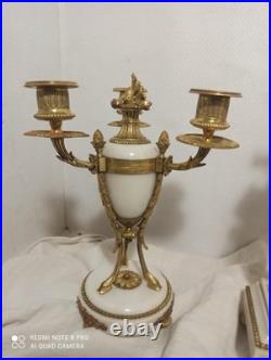 Garniture portique st Louis XVI marbre riche deco bronze dore fonctionne sonne
