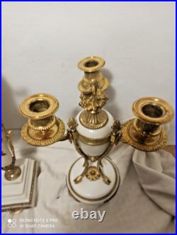 Garniture portique st Louis XVI marbre riche deco bronze dore fonctionne sonne