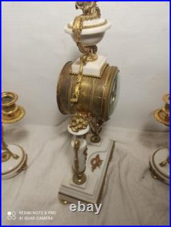 Garniture portique st Louis XVI marbre riche deco bronze dore fonctionne sonne